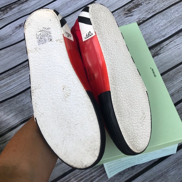 SOLD • OFF WHITE VULCANIZED STRIPED LOWTOP RED - Picture 2 of 8